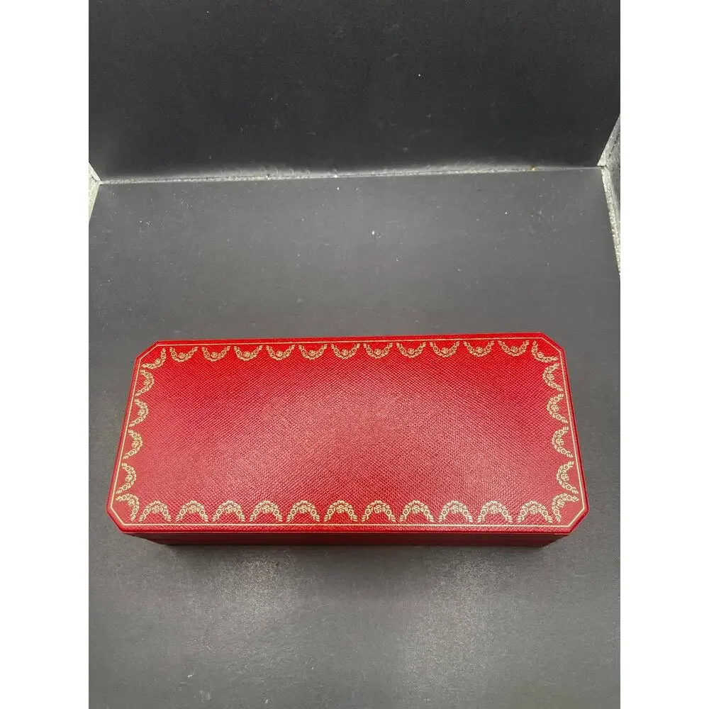 Cartier COST0046 Red Leatherette Presentation Box Case Gold Clasp Storage